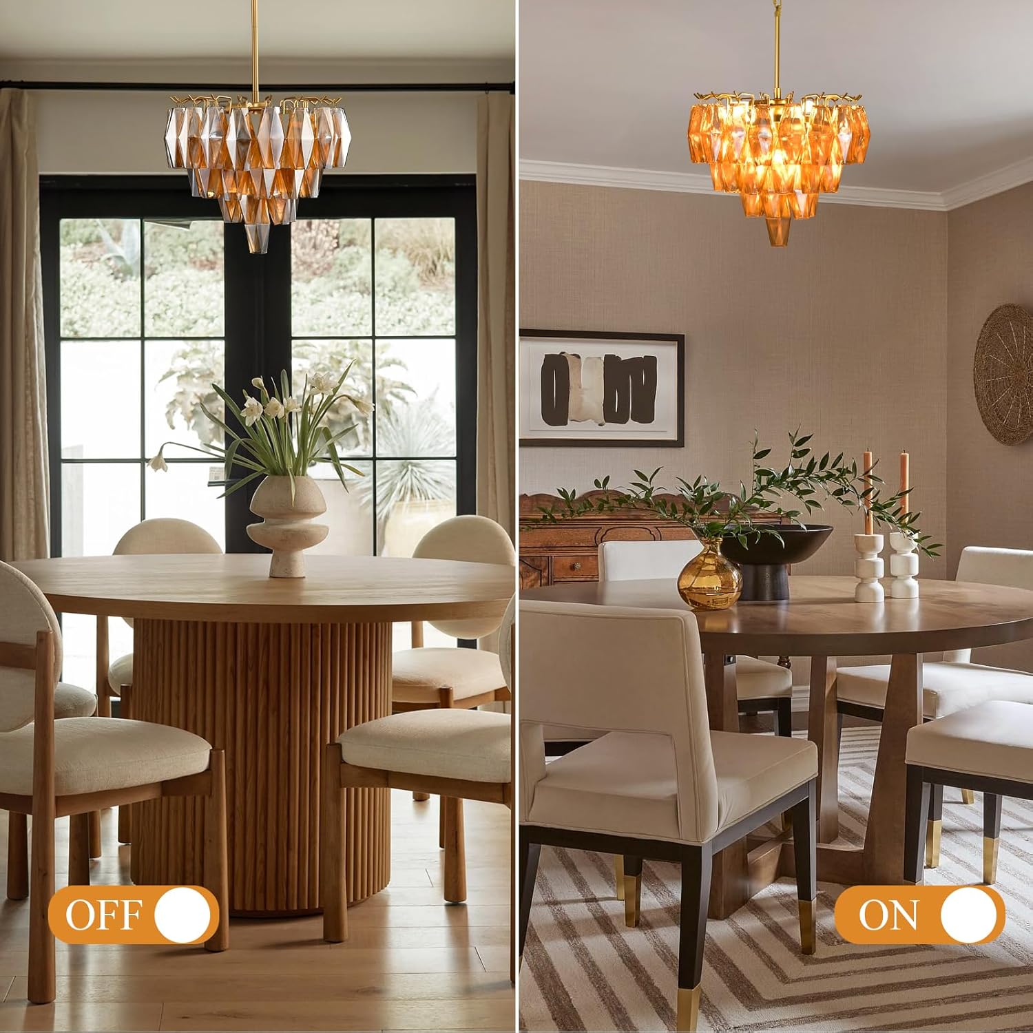 Modern Evelyn Glass Round Chandelier 17"-Vancei