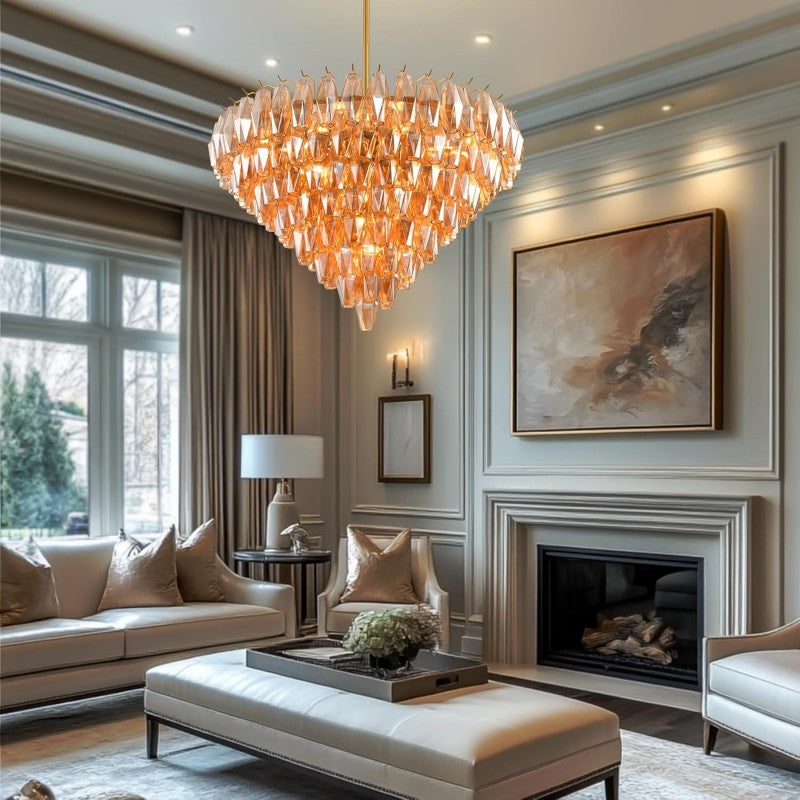 Modern Evelyn Glass Round Chandelier 36"-Vancei