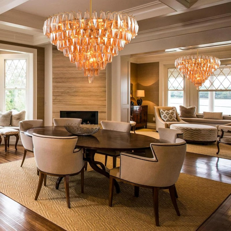 Modern Evelyn Glass Round Chandelier 36"-Vancei