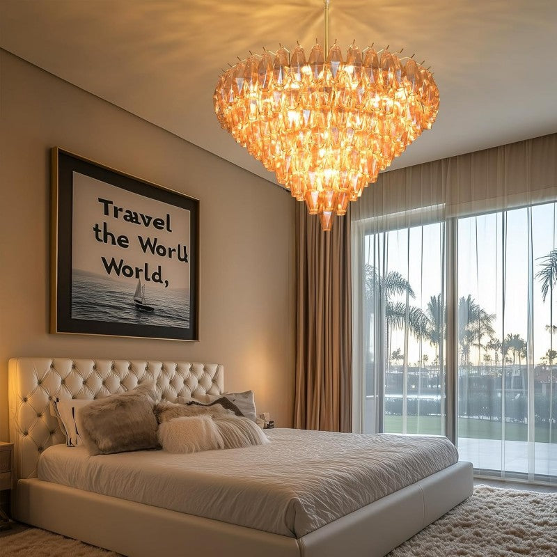 Modern Evelyn Glass Round Chandelier 36"-Vancei