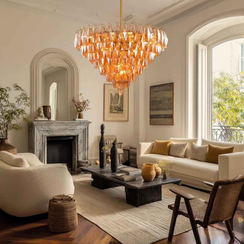 Modern Evelyn Glass Round Chandelier 36"-Vancei