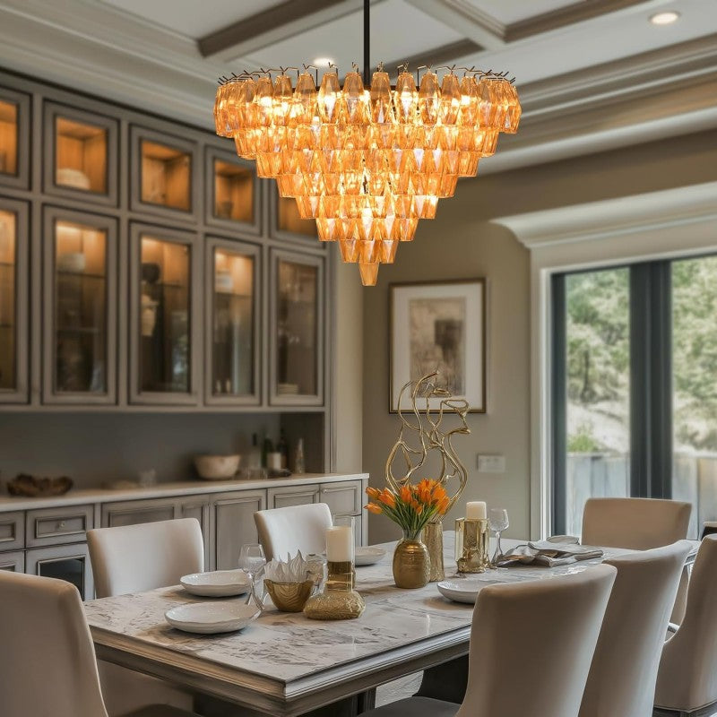 Modern Evelyn Glass Round Chandelier 36"-Vancei