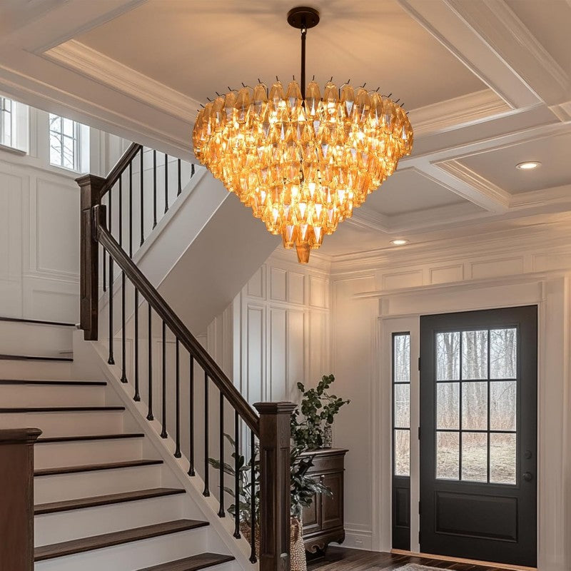 Modern Evelyn Glass Round Chandelier 36"-Vancei