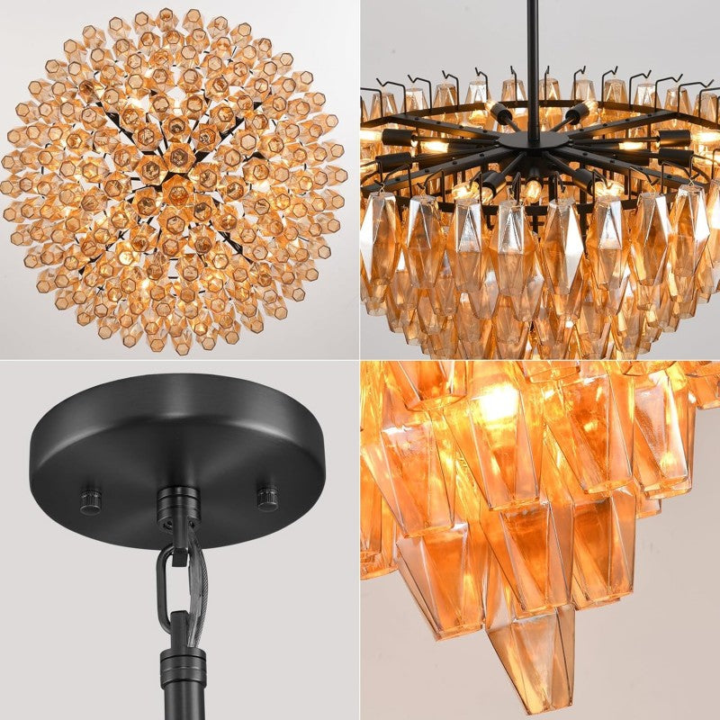 Modern Evelyn Glass Round Chandelier 36"-Vancei