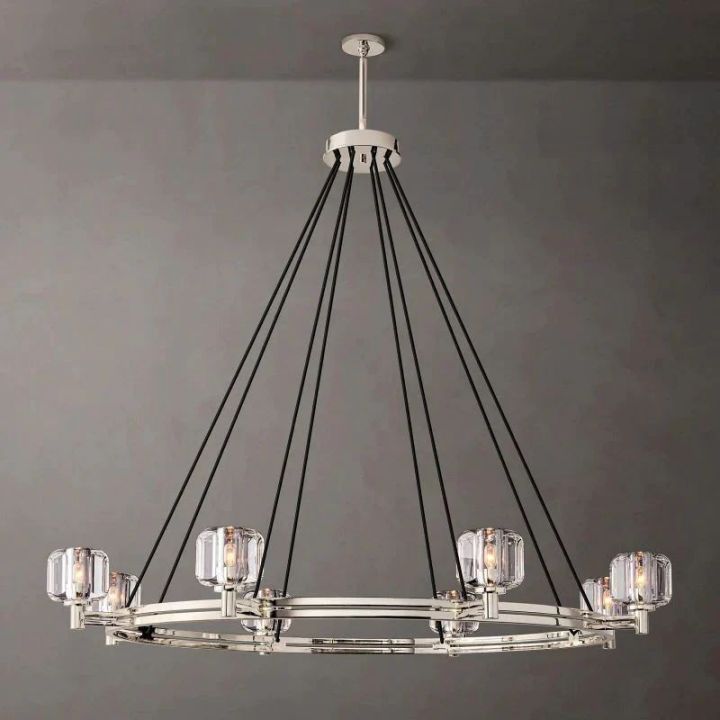 Kirsten Glass Round Chandelier 60"-Vancei