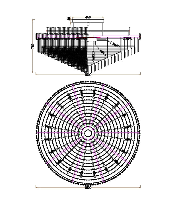 Phyllaris Crystal Chandelier 60"-Vancei