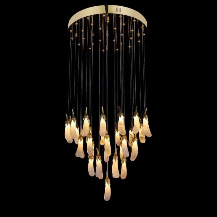 Primary Contemporary Rock Crystal Eggplant Pendant Chandelier-Vancei