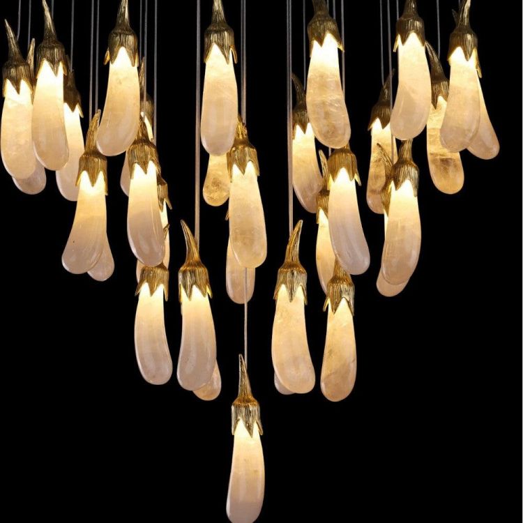 Primary Contemporary Rock Crystal Eggplant Pendant Chandelier-Vancei
