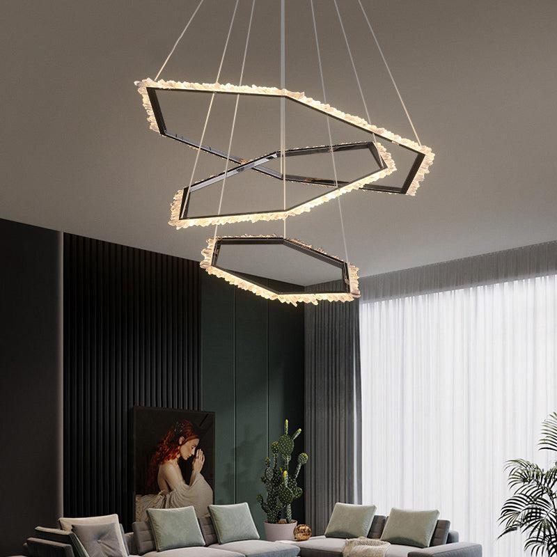 Primary Hexagon Rock Crystal Ring Chandelier-Vancei