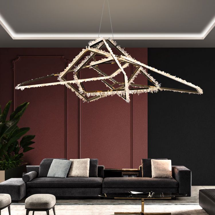 Primary Irregular Modern Living Room Rock Crystal Chandelier-Vancei