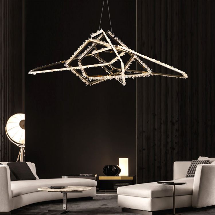 Primary Irregular Modern Living Room Rock Crystal Chandelier-Vancei