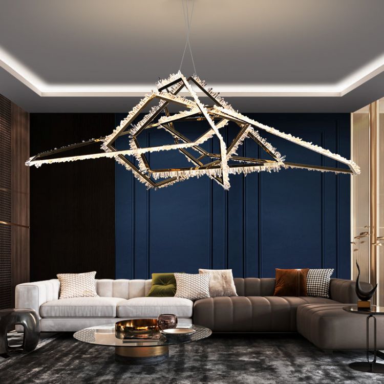 Primary Irregular Modern Living Room Rock Crystal Chandelier-Vancei