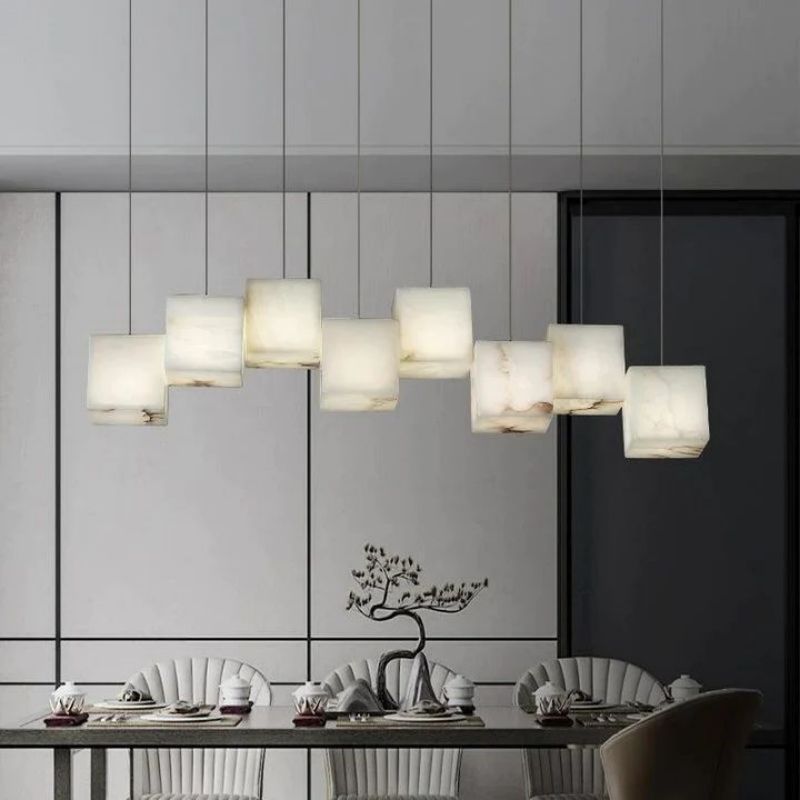 Alabaster Cubic Linear Chandelier-Vancei