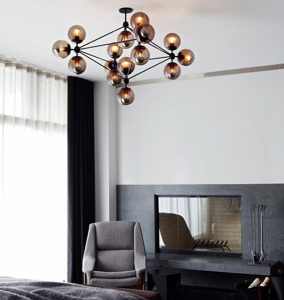 Modo Chandelier - 4 Sided, 15 Globes