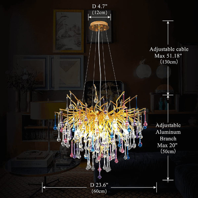 Doris Crystal Branch Chandelier 23.5"D Gold-Vancei