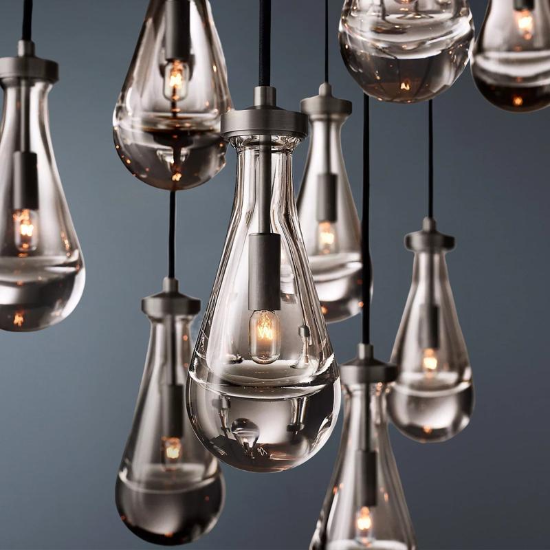 Raindrop Round Long Chandelier Light 36"