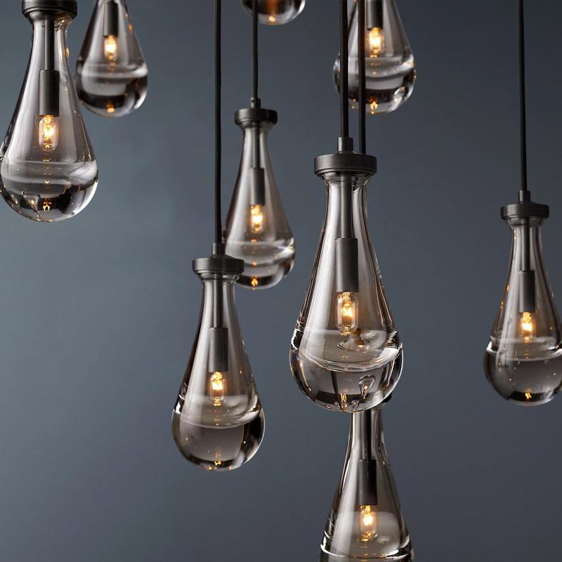 Raindrop Round Long Chandelier Light 47"
