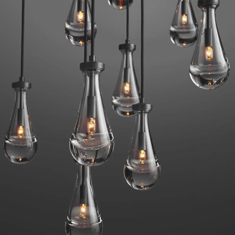 Raindrop Round Long Chandelier Light 47"