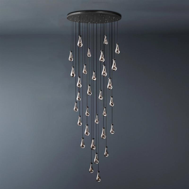 Raindrop Round Long Chandelier Light 60"