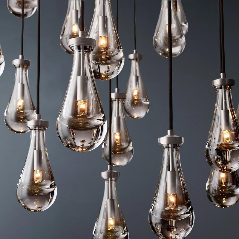 Raindrop Round Long Chandelier Light 60"