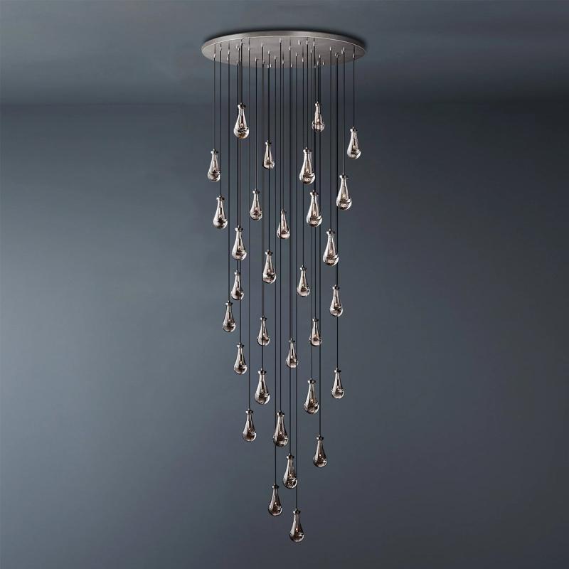 Raindrop Round Long Chandelier Light 60"