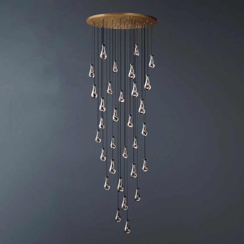 Raindrop Round Long Chandelier Light 60"