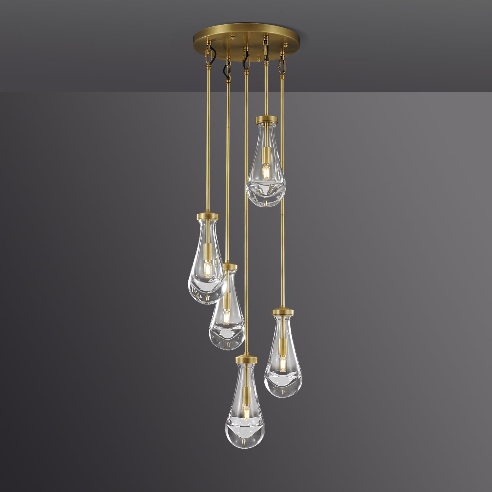 Raindrop round chandelier 14"(rod)