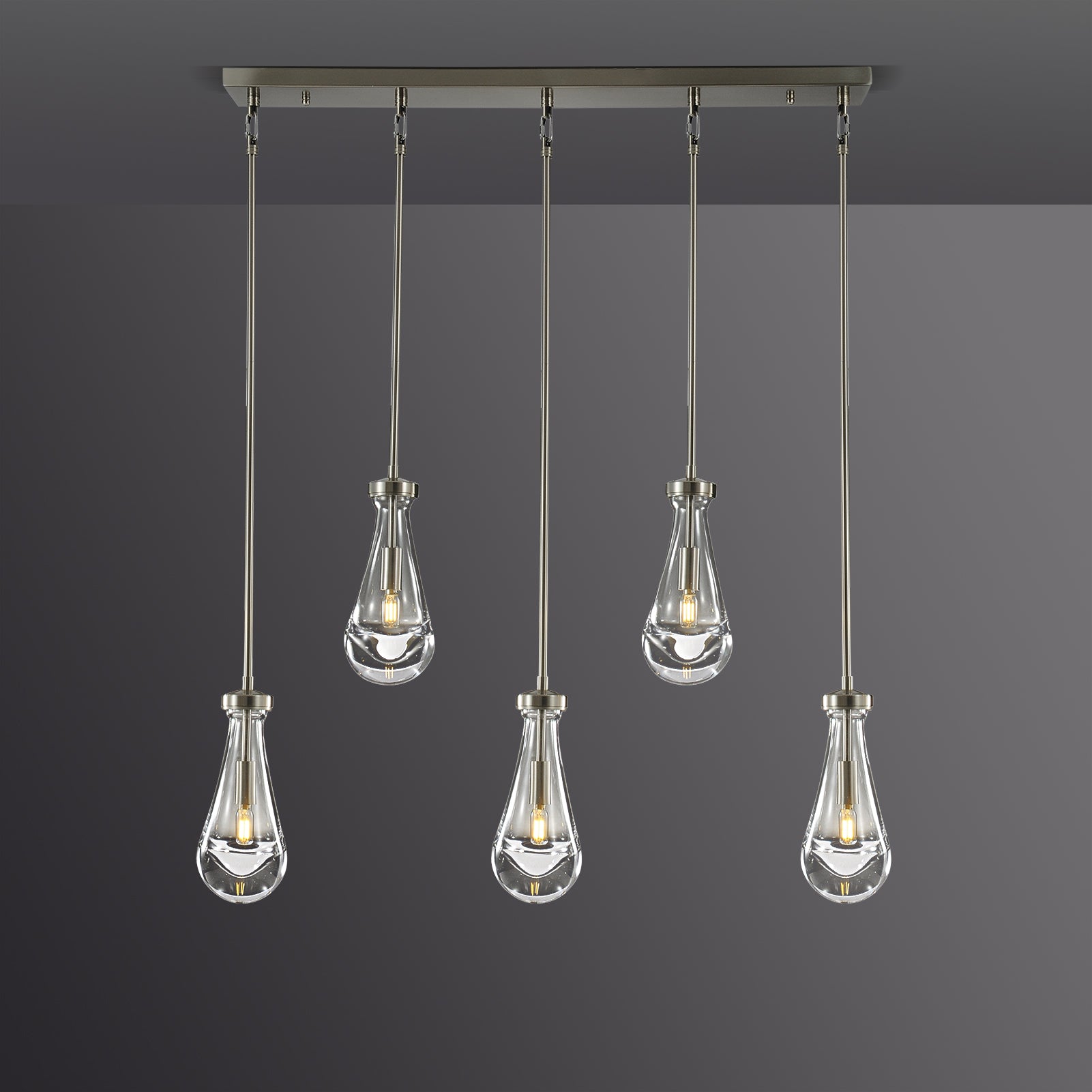 Raindrops  Rectangular Chandelier 36" rod