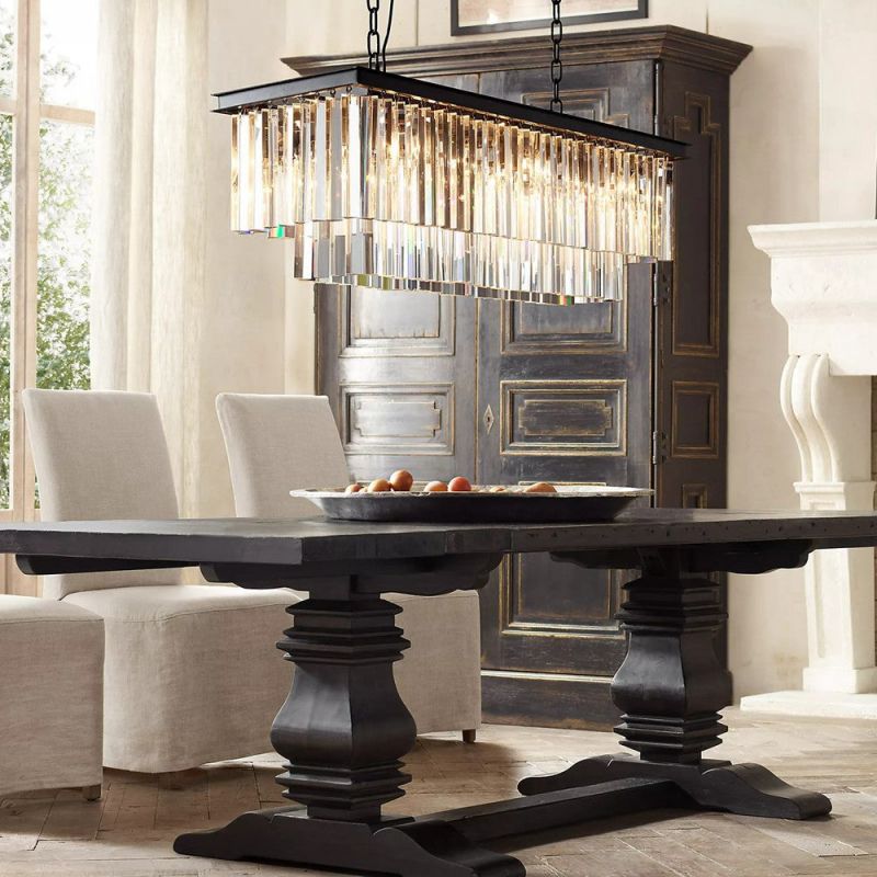 Kelly 2-Layer Crystal Rectangle Chandelier 59"-Vancei