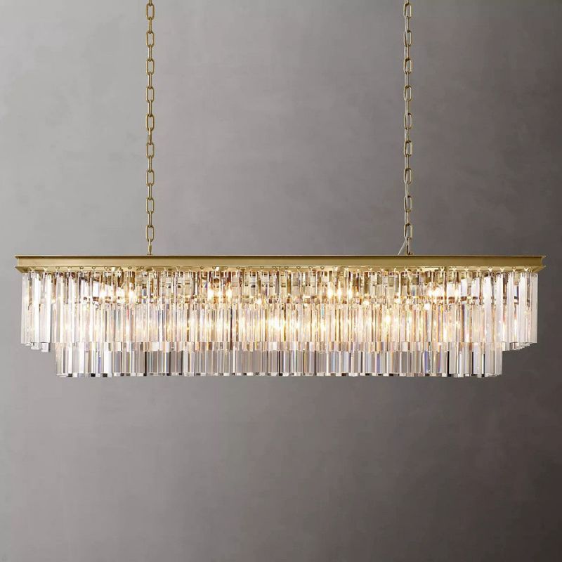 Kelly 2-Layer Crystal Rectangle Chandelier 59"-Vancei