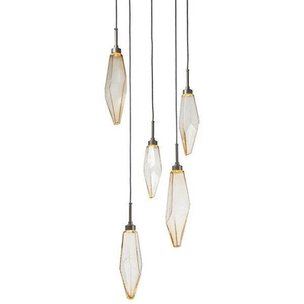 Rosy Crystal Round Multi Light LED Pendant-Vancei