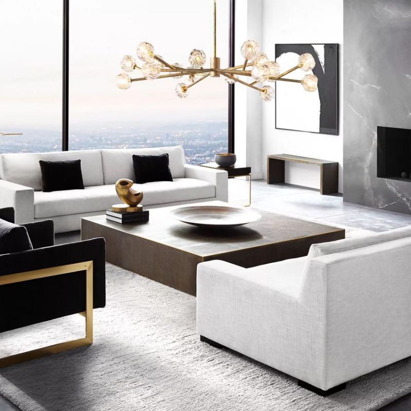 Balle Smoke Round Crystal Chandelier 36"-Vancei