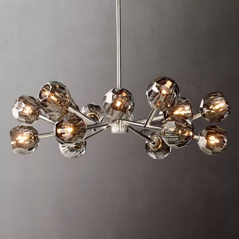 Balle Smoke Round Crystal Chandelier 36"-Vancei
