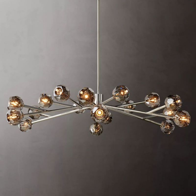 Balle Smoke Crystal Round Chandelier 60"-Vancei