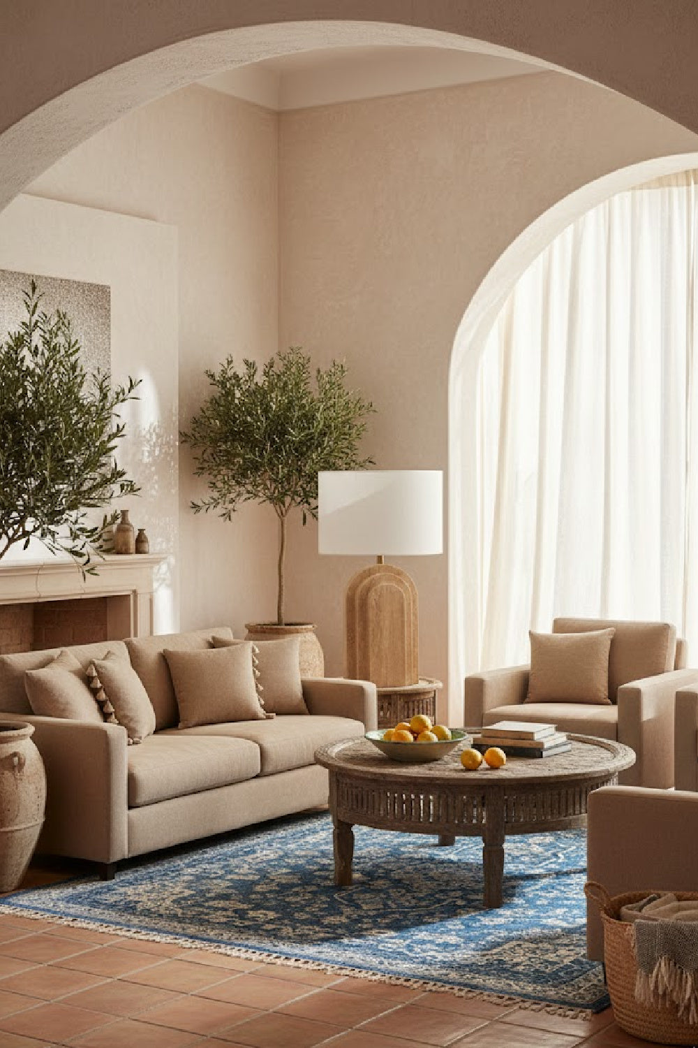 Arched Beige Travertine Table Lamp | Splendido Ancona