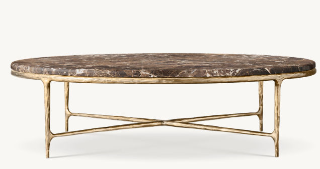 Thaddies Marble Round Coffee Table 55"D (Emperador Brown Marble Customized)