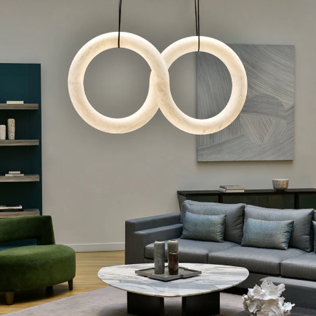 Ethereal Alabaster Chandelier For Living Room