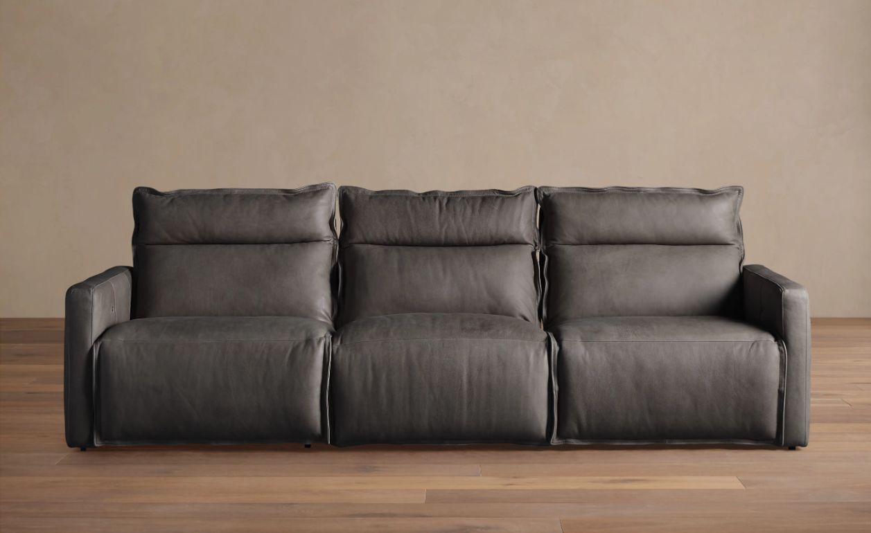 Rowland Leather Three-Piece Motion Modular Sofa