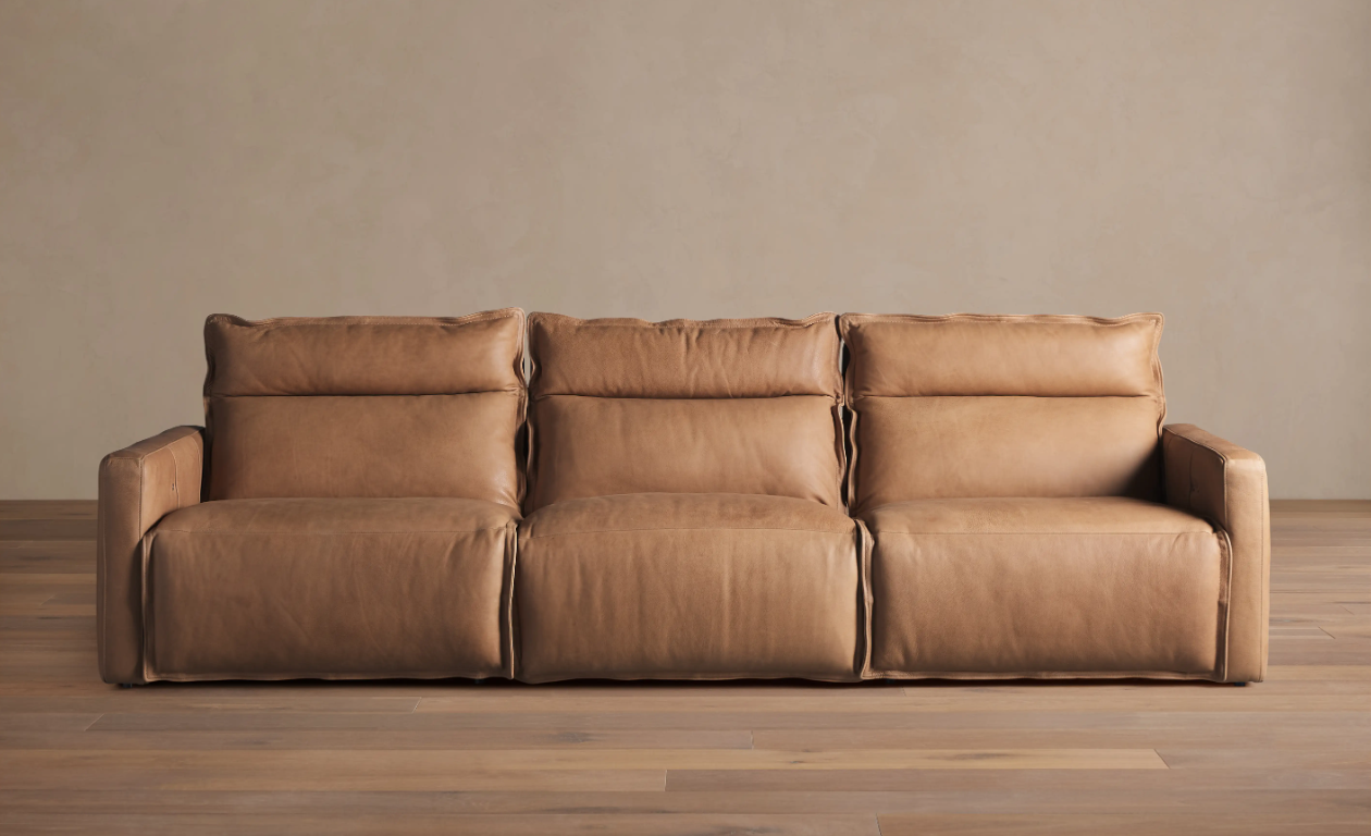 Rowland Leather Three-Piece Motion Modular Sofa