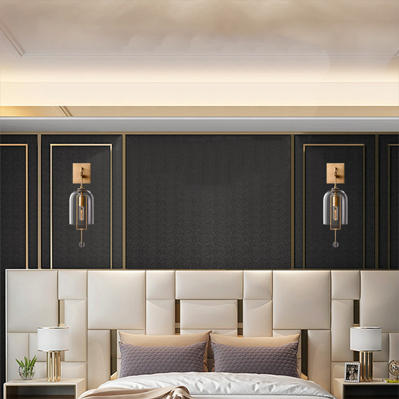 Sophia Brass Small Wall Sconce With Glass Shade-Vancei