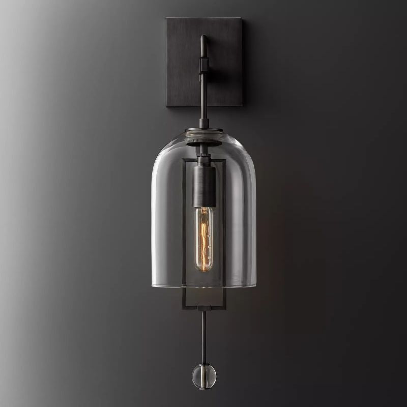 Sophia Brass Small Wall Sconce With Glass Shade-Vancei