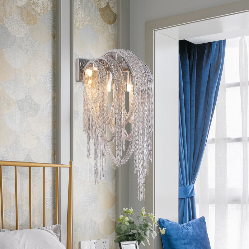 Sophian Aluminum Chain Tassel Wall Sconce-Vancei