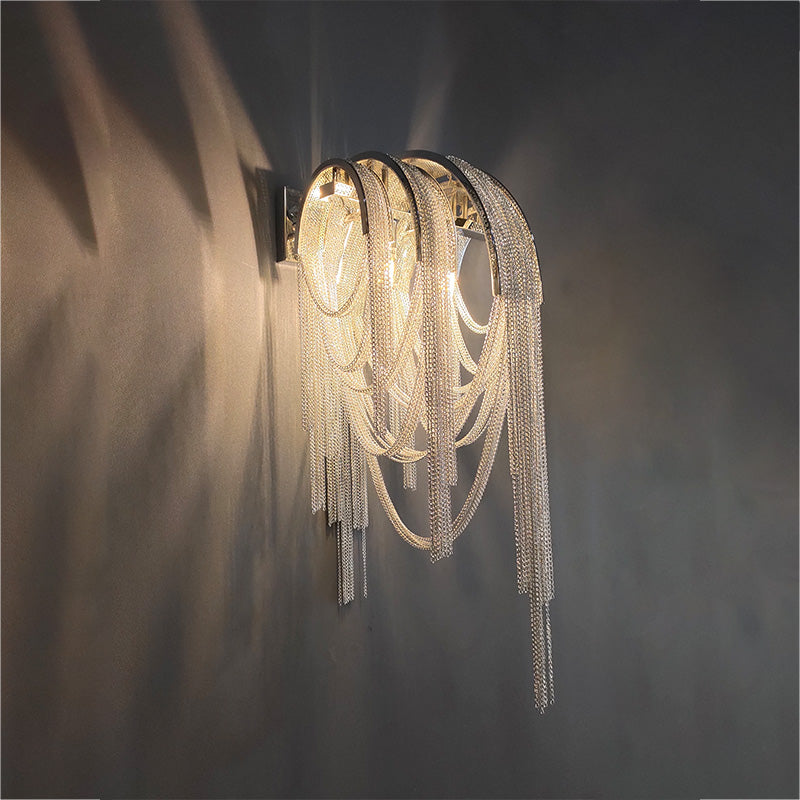Sophian Aluminum Chain Tassel Wall Sconce-Vancei