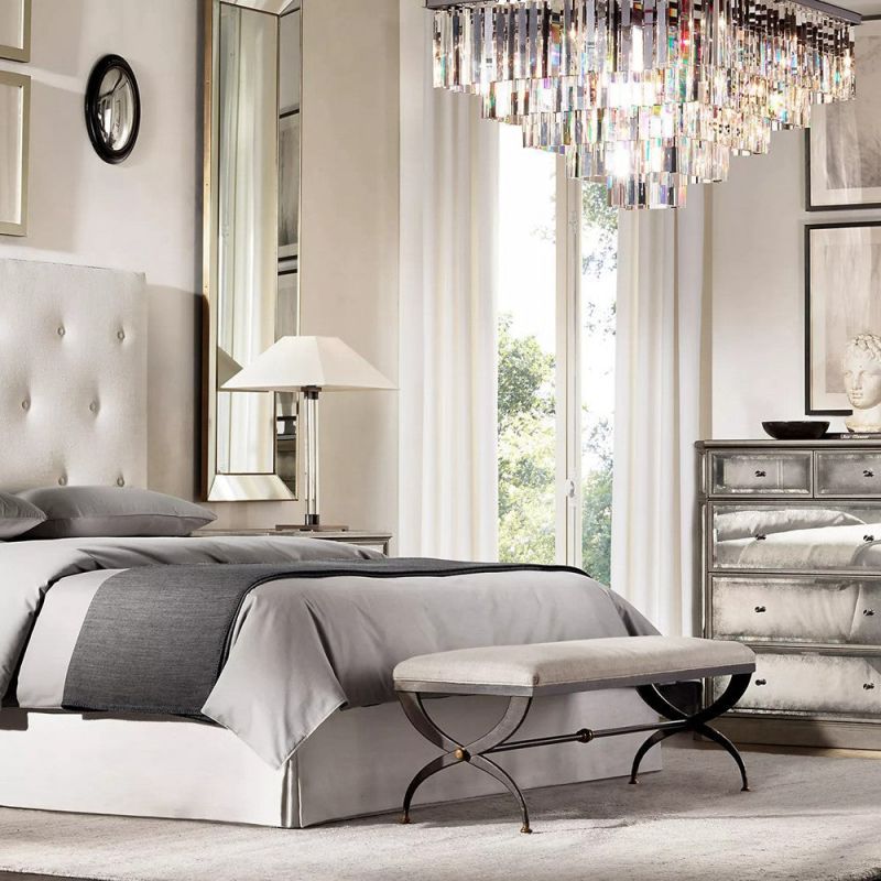 Kelly 3-Layer Crystal Square Chandelier 22"-Vancei