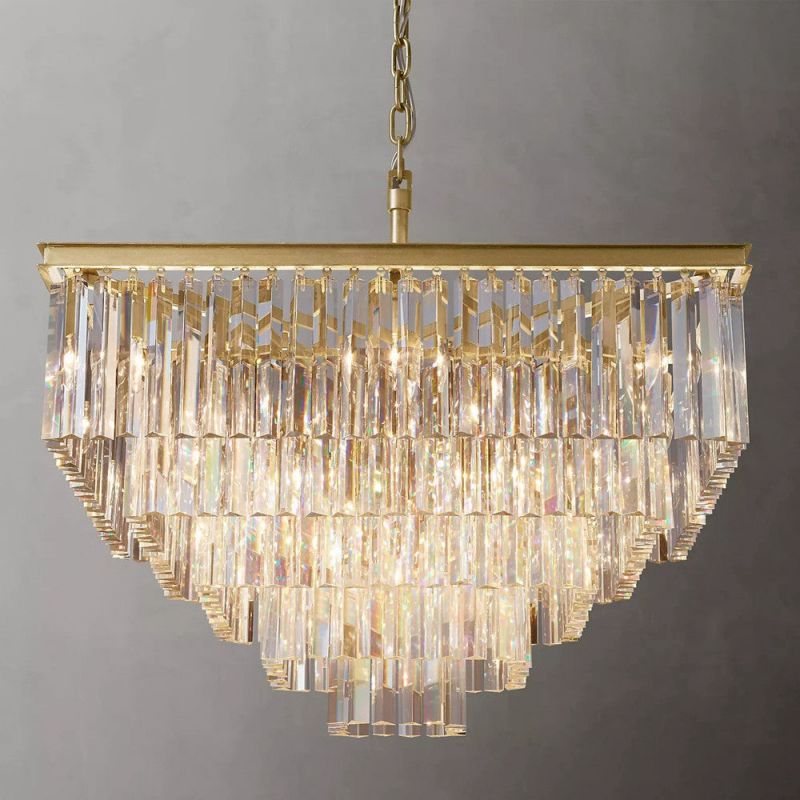 Kelly 5-Layer Crystal Square Chandelier 34"