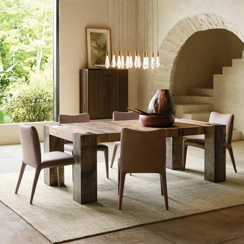 Tellurian Oak Dining Table Rectangular Handcrafted Rustic Industrial Dining Furniture