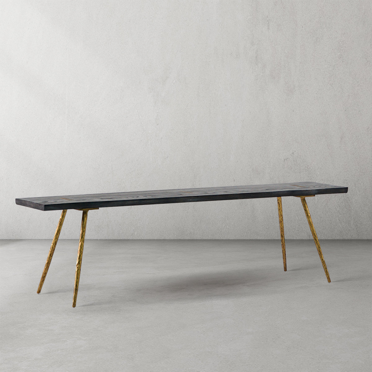 Thaddies Retro Copper Frame Solid Wood Dining Bench-Vancei