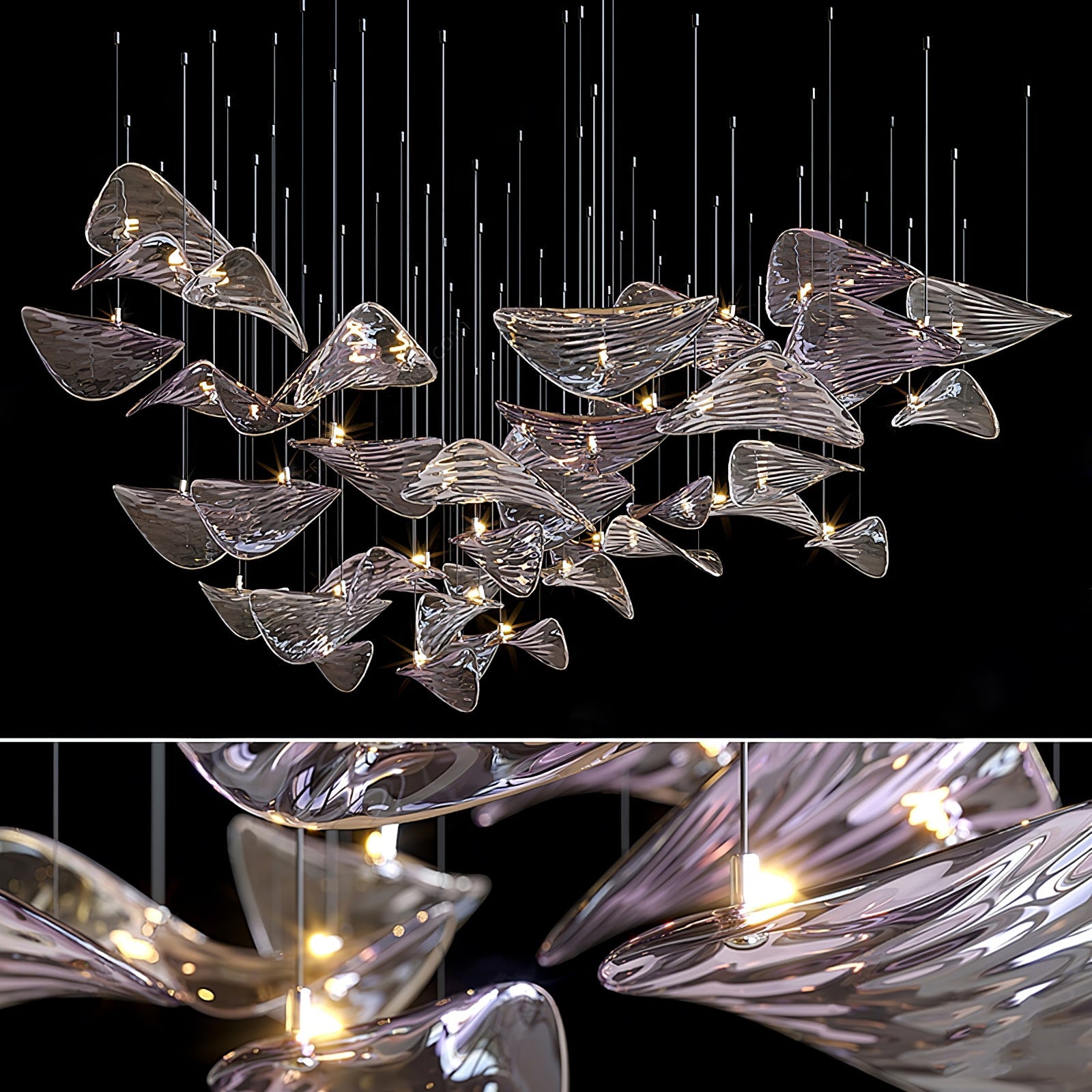 Wave Floating Leaf Chandelier-Vancei