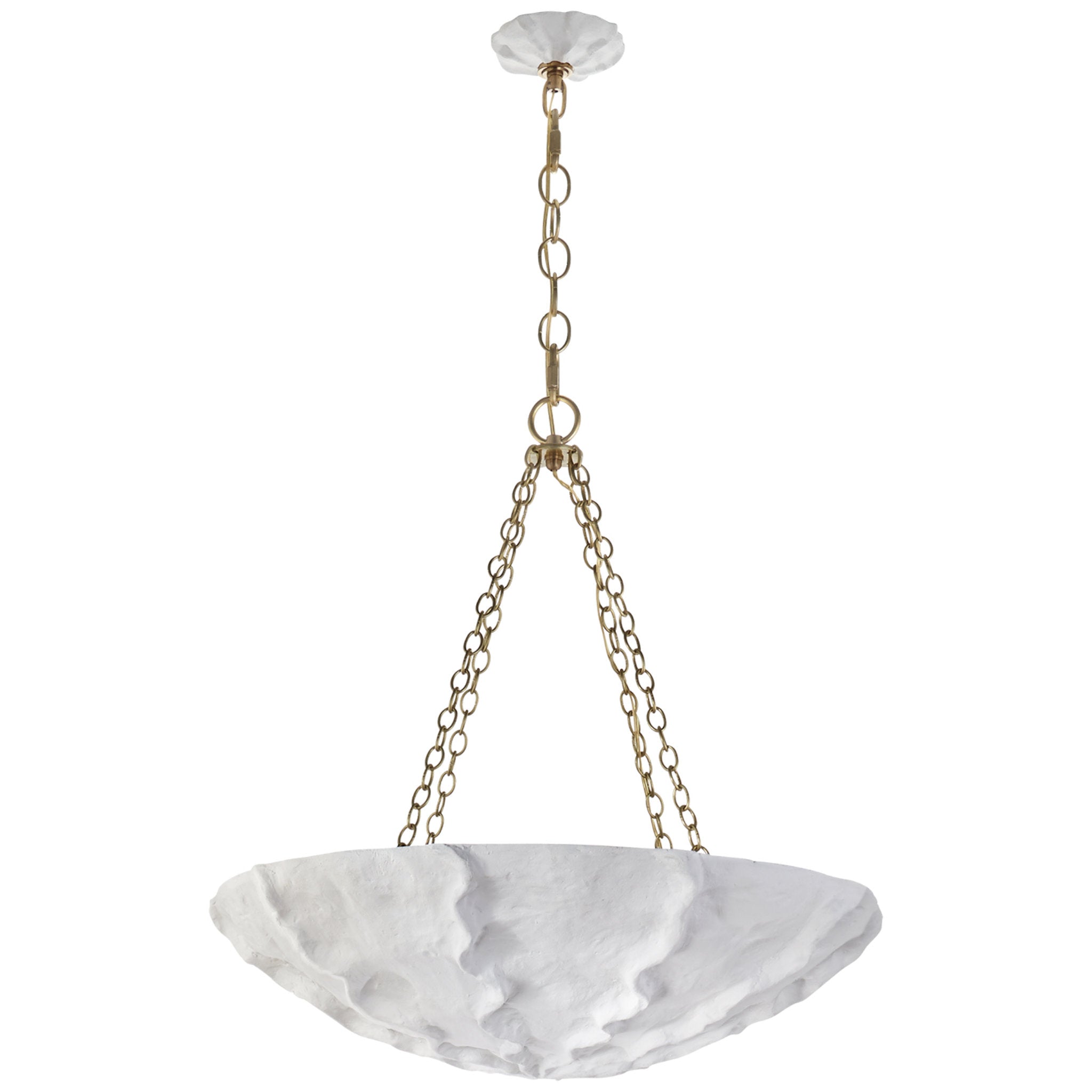 AERIN Benit Medium Sculpted Chandelier in Plaster White and Gild Ceiling Light W32" x H29.75"