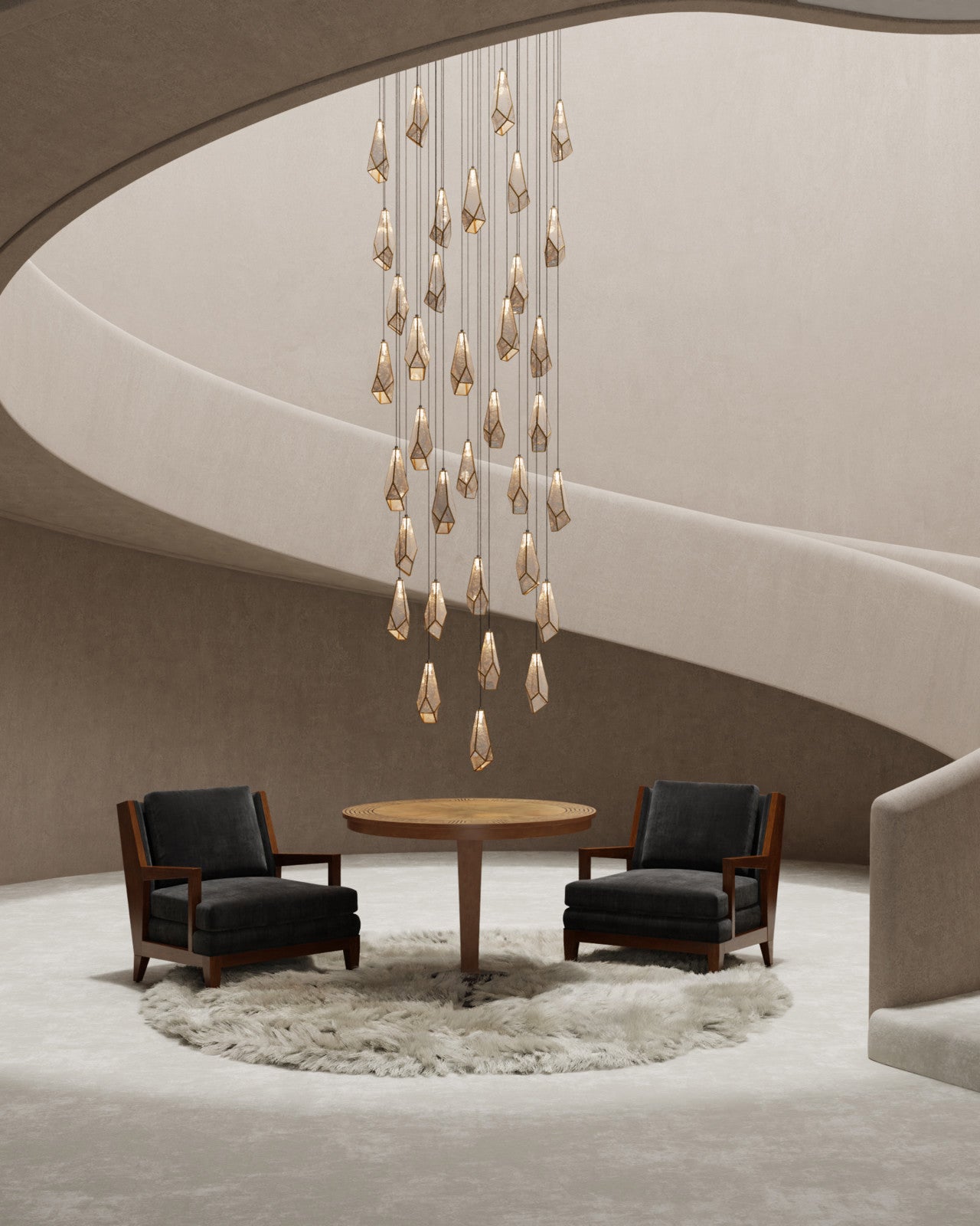 Glass Mirror 36-Light Round Multi-Drop 33'' Chandelier-Vancei